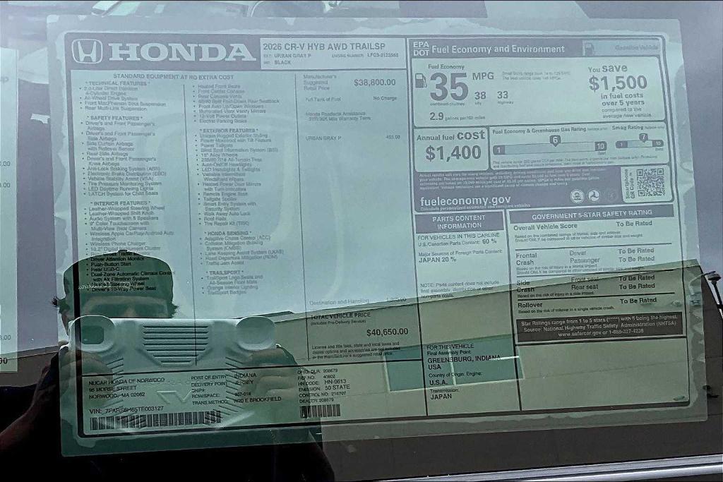 new 2026 Honda CR-V Hybrid car, priced at $39,999