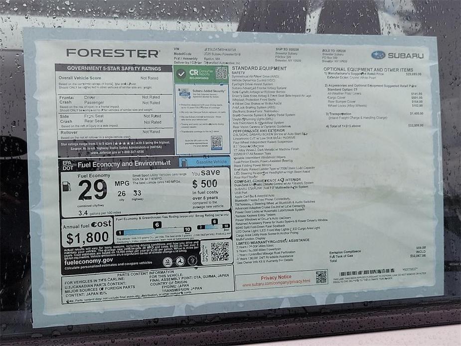 new 2025 Subaru Forester car, priced at $32,067