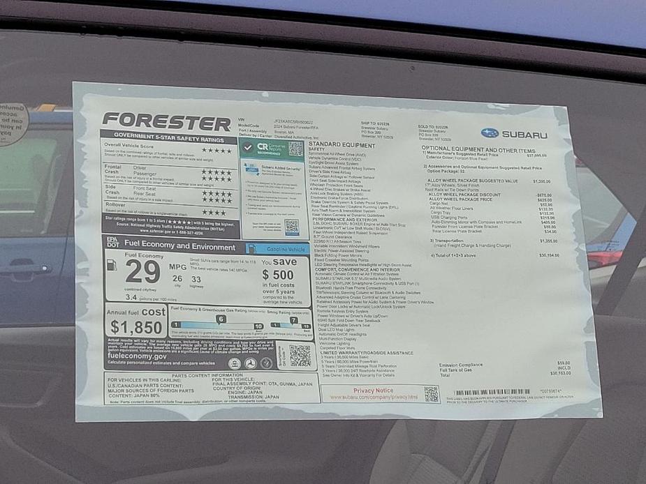 new 2024 Subaru Forester car, priced at $30,163
