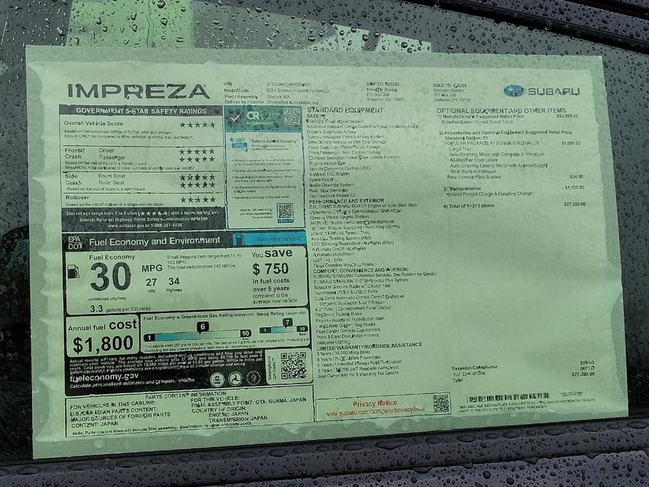 new 2024 Subaru Impreza car, priced at $27,309