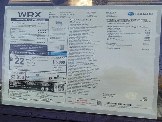 new 2024 Subaru WRX car, priced at $44,225