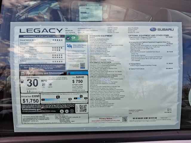 new 2025 Subaru Legacy car, priced at $30,548