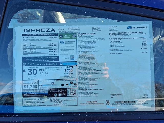 new 2025 Subaru Impreza car, priced at $25,707