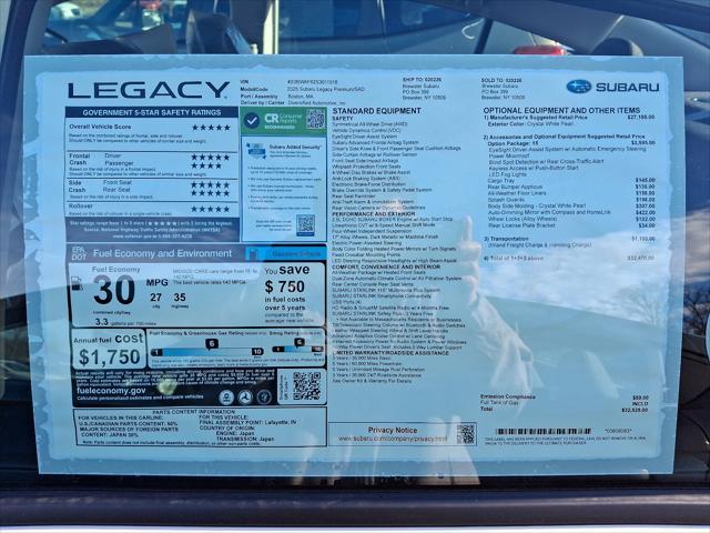 new 2025 Subaru Legacy car, priced at $32,529