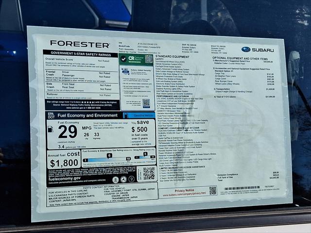 new 2025 Subaru Forester car, priced at $32,053