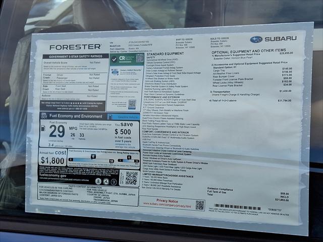 new 2025 Subaru Forester car, priced at $31,853