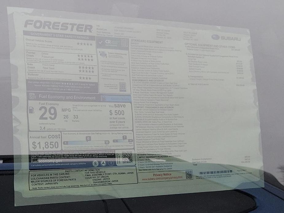 new 2024 Subaru Forester car, priced at $34,385