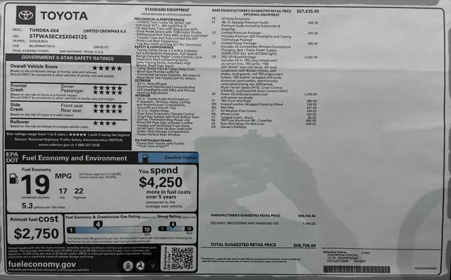 new 2025 Toyota Tundra car, priced at $65,208