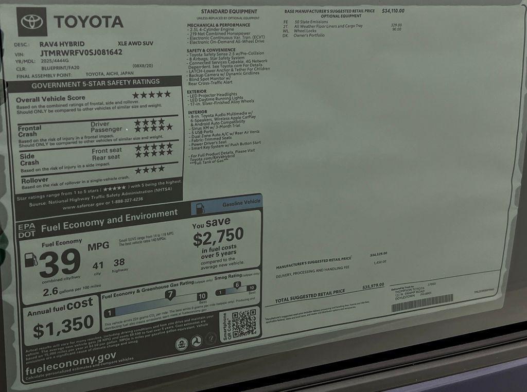 new 2025 Toyota RAV4 Hybrid car, priced at $35,979