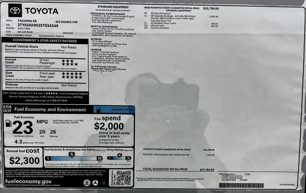 new 2025 Toyota Tacoma car, priced at $37,184
