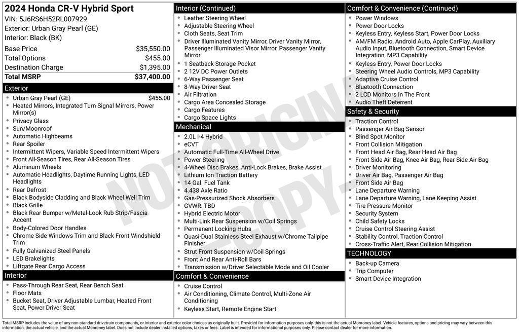 used 2024 Honda CR-V Hybrid car, priced at $31,945