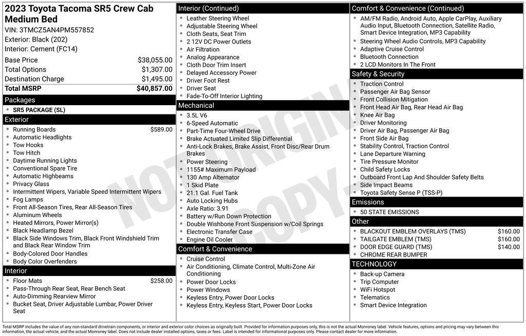 used 2023 Toyota Tacoma car, priced at $35,167