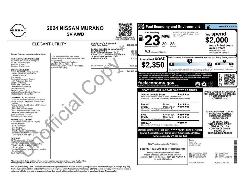 used 2024 Nissan Murano car, priced at $25,495