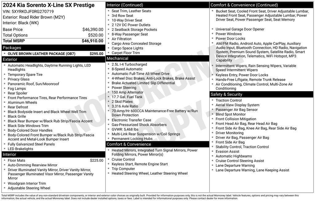used 2024 Kia Sorento car, priced at $37,799