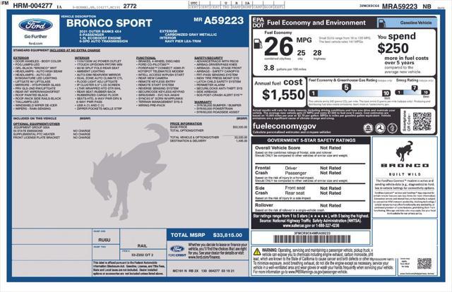 used 2021 Ford Bronco Sport car, priced at $23,239