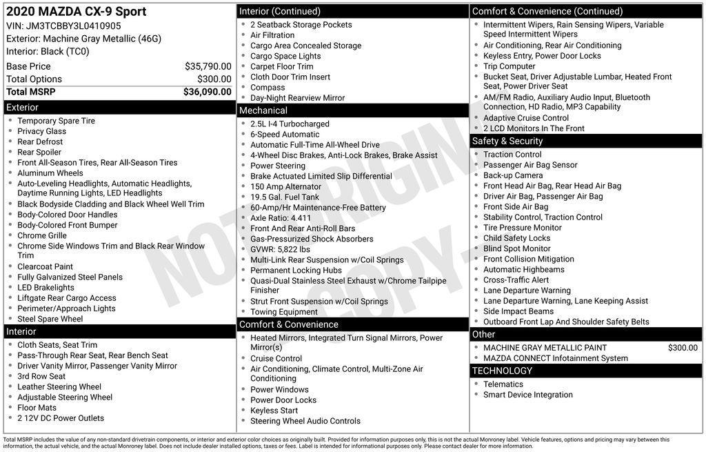 used 2020 Mazda CX-9 car, priced at $21,633