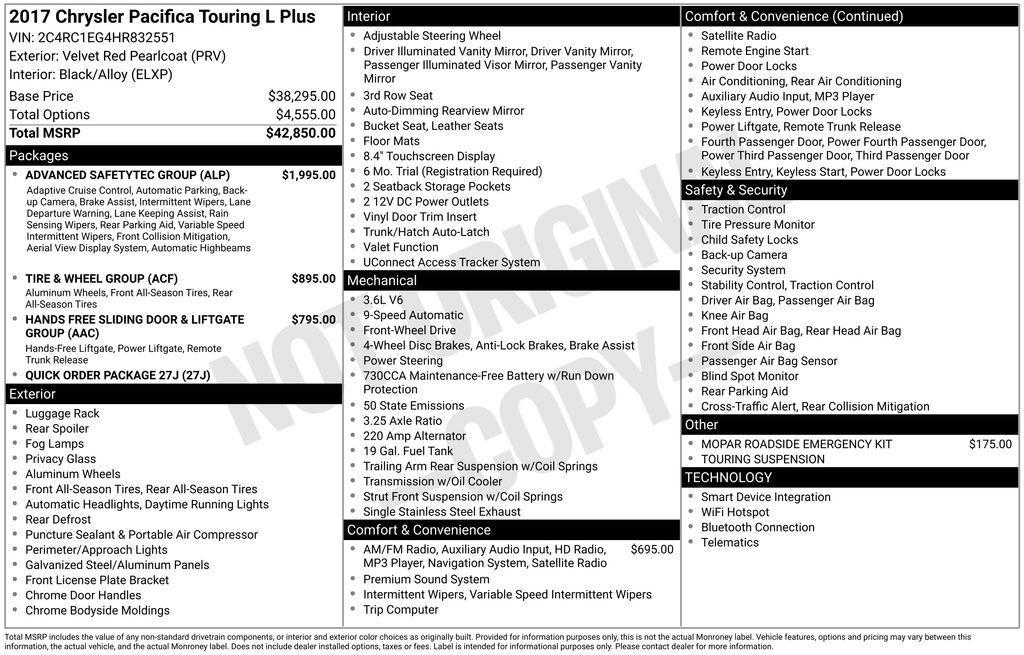 used 2017 Chrysler Pacifica car, priced at $14,899
