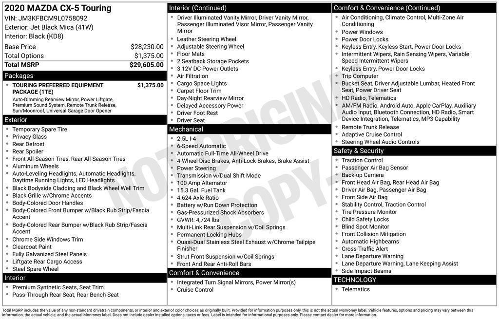 used 2020 Mazda CX-5 car, priced at $23,898