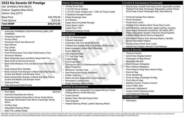 used 2023 Kia Sorento car, priced at $35,998