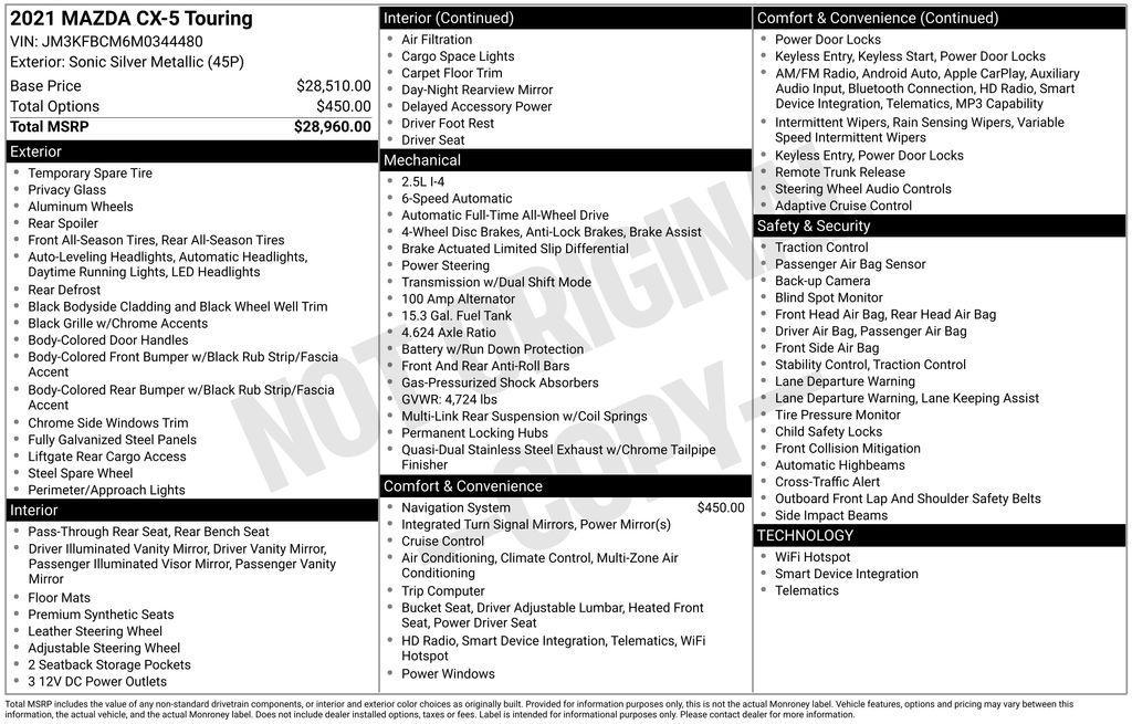 used 2021 Mazda CX-5 car, priced at $20,299