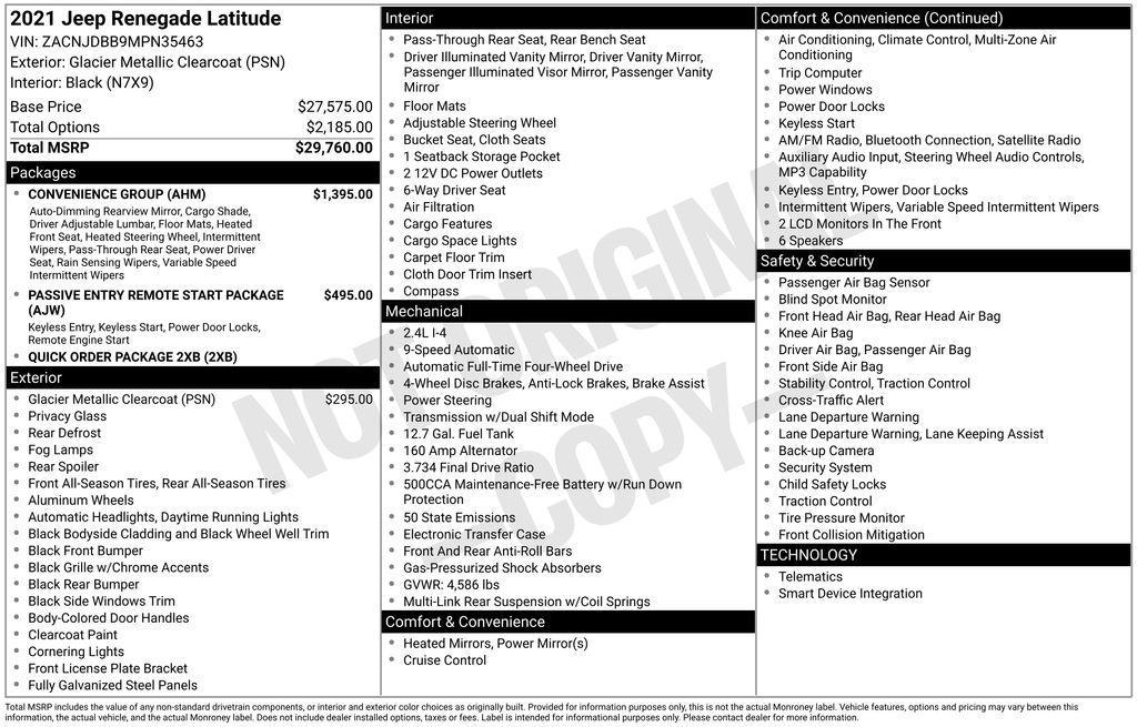 used 2021 Jeep Renegade car, priced at $20,665