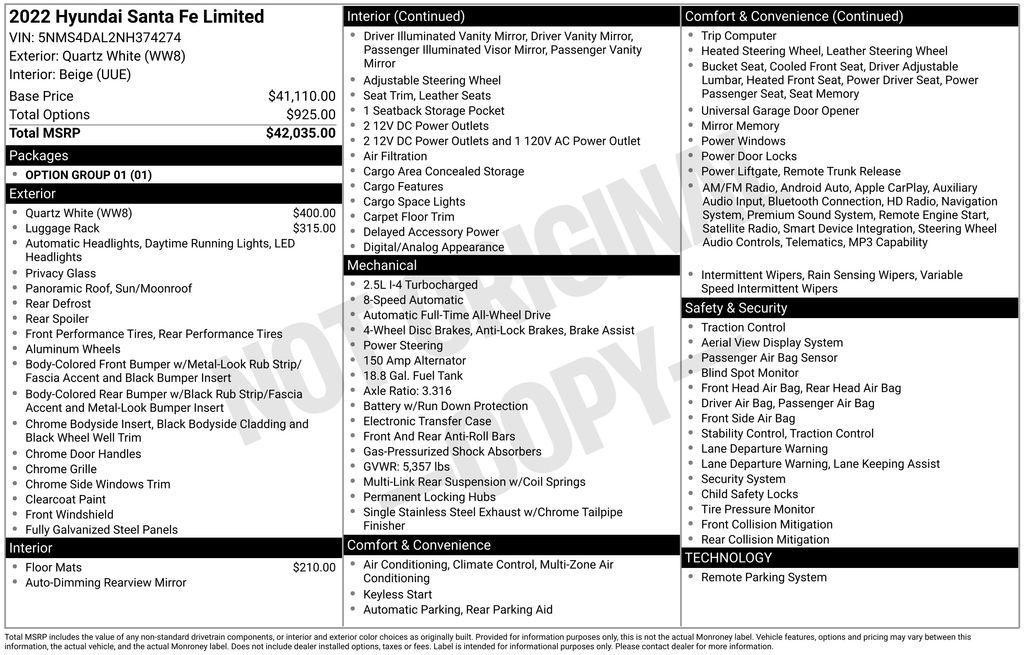 used 2022 Hyundai Santa Fe car, priced at $28,799