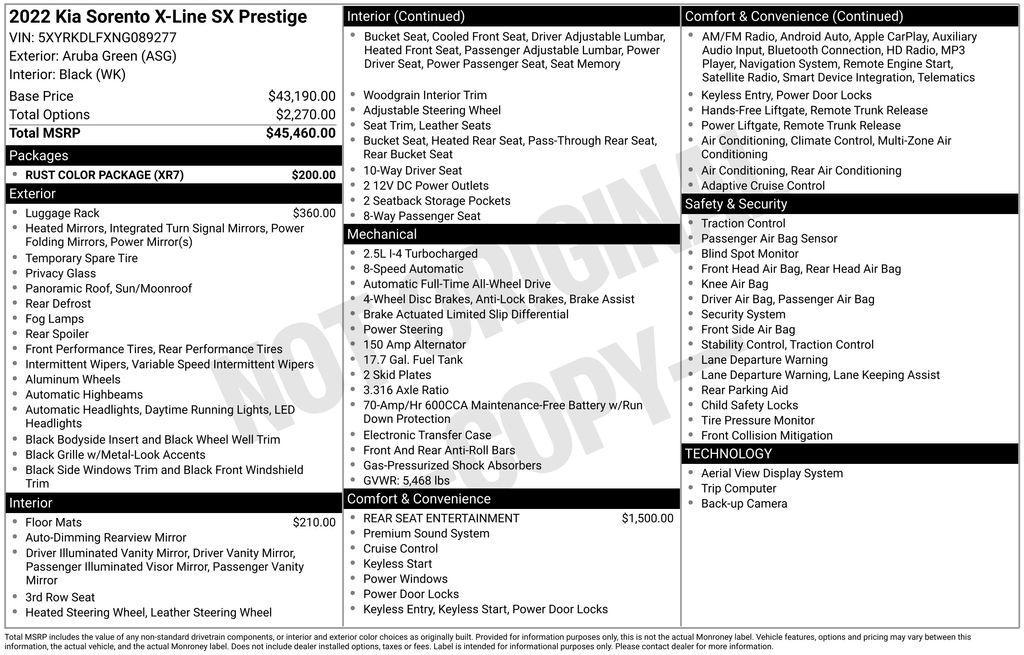 used 2022 Kia Sorento car, priced at $35,499