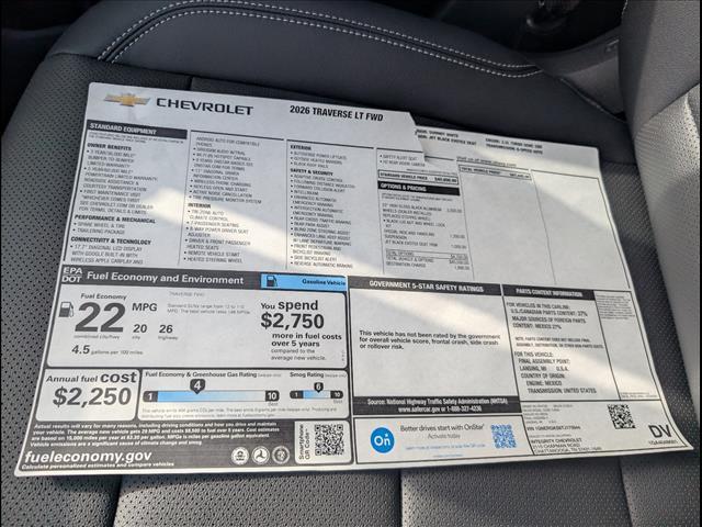 new 2026 Chevrolet Traverse car, priced at $47,445