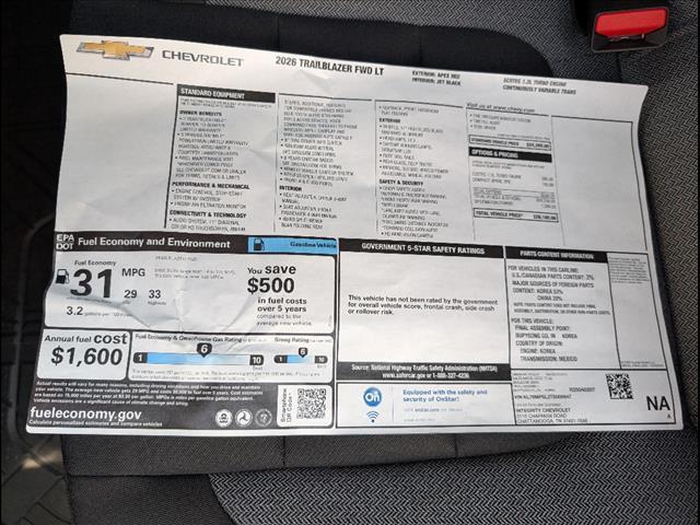 new 2026 Chevrolet TrailBlazer car, priced at $26,185