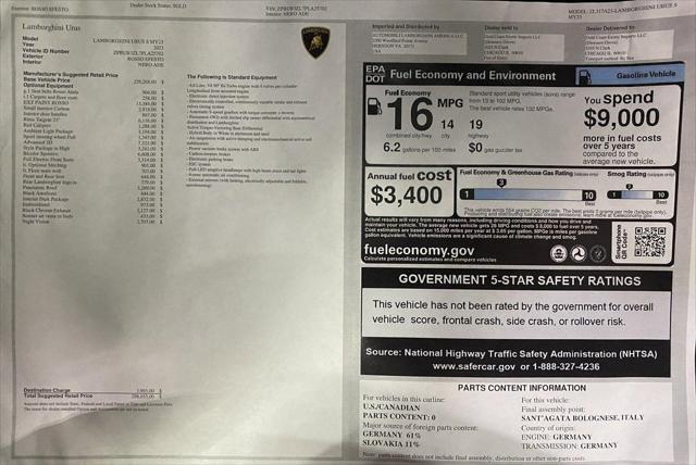 used 2023 Lamborghini Urus car, priced at $259,800