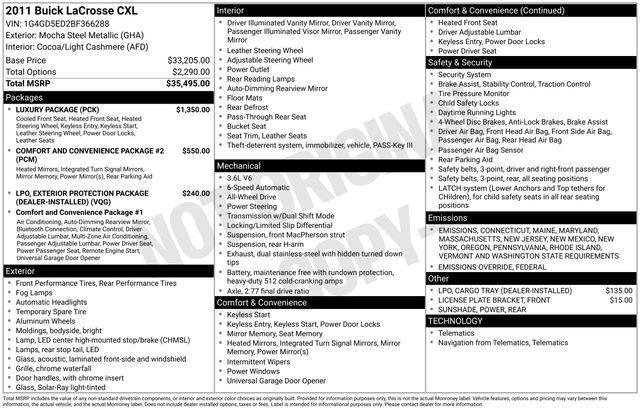 used 2011 Buick LaCrosse car, priced at $7,992