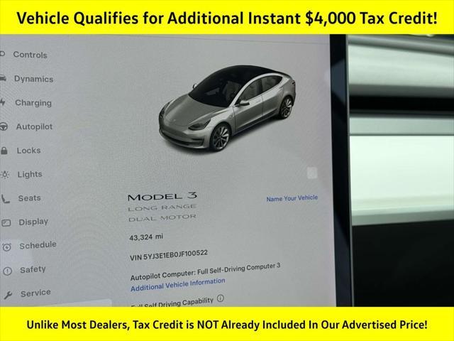 used 2018 Tesla Model 3 car, priced at $23,987