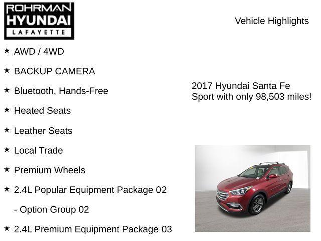 used 2017 Hyundai Santa Fe Sport car, priced at $12,617