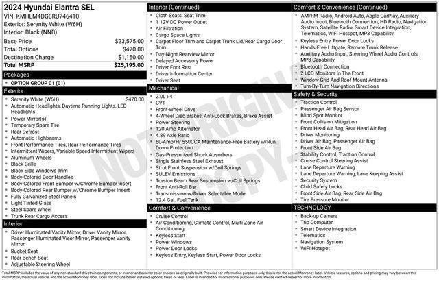 used 2024 Hyundai Elantra car, priced at $19,999