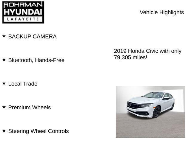 used 2019 Honda Civic car, priced at $19,600