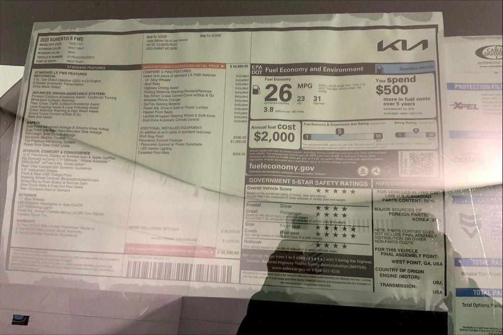new 2025 Kia Sorento car, priced at $37,035