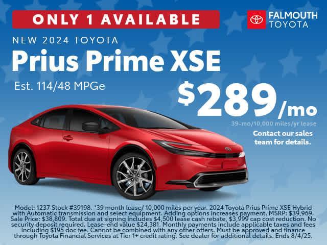 new 2024 Toyota Prius Prime car, priced at $39,969