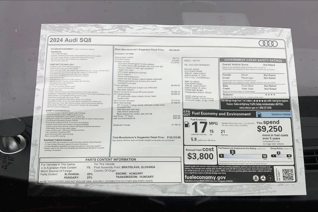 new 2024 Audi SQ8 car, priced at $122,355