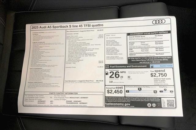 new 2025 Audi A5 Sportback car, priced at $56,725