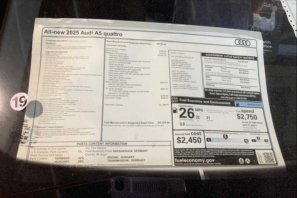 new 2025 Audi A5 car, priced at $57,575