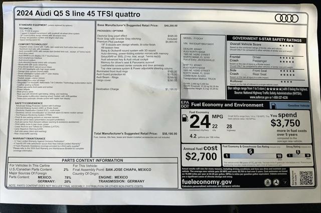 new 2024 Audi Q5 car, priced at $56,190