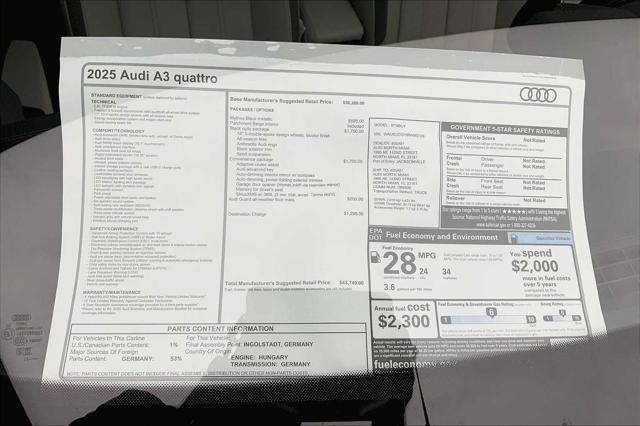 new 2025 Audi A3 car, priced at $43,740