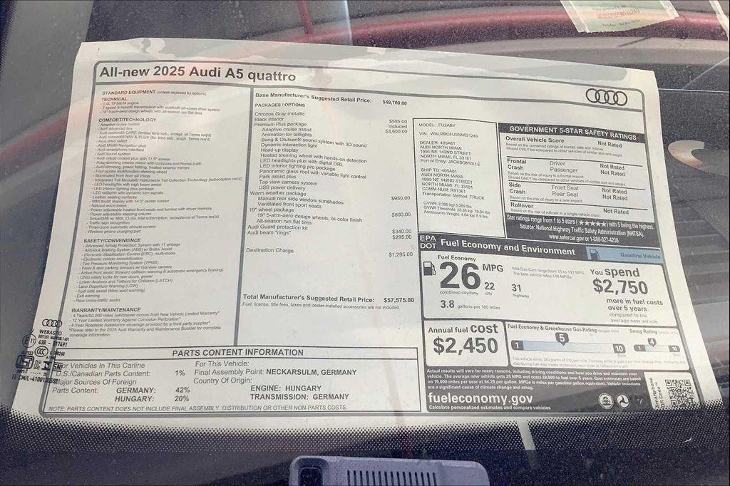 new 2025 Audi A5 car, priced at $57,575