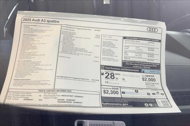 new 2025 Audi A3 car, priced at $43,740