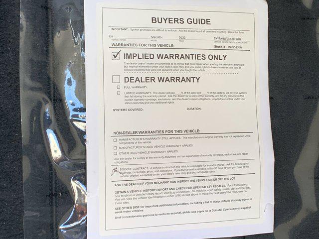 used 2022 Kia Sorento car, priced at $25,920