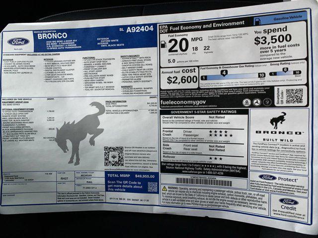 new 2025 Ford Bronco car, priced at $49,955