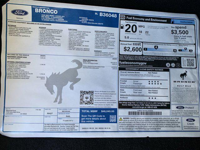 new 2025 Ford Bronco car, priced at $46,773