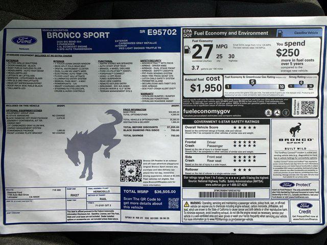 new 2025 Ford Bronco Sport car, priced at $36,505