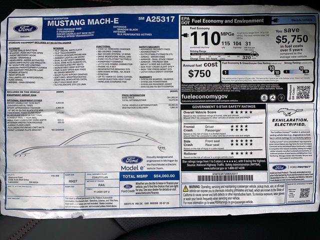 new 2025 Ford Mustang Mach-E car, priced at $54,060