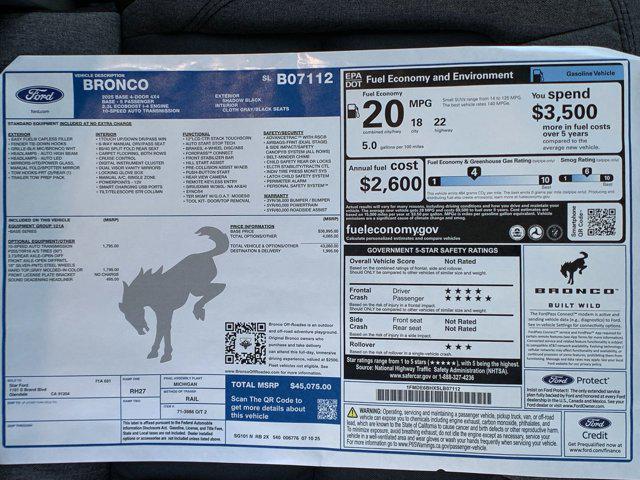 new 2025 Ford Bronco car, priced at $44,326